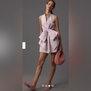 NWT $168 Anthropologie Porridge V-Neck Bow-Front Mini Dress XXS